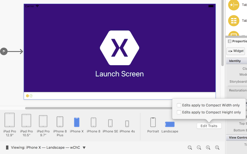 Der Startbildschirm, der als i Telefon X mit Querformat gerendert wird