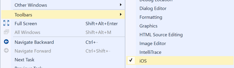 Aktivieren der iOS-Symbolleiste