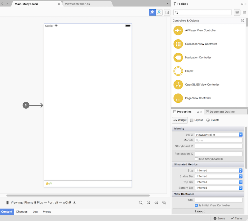 Ein Storyboard, das im iOS-Designer