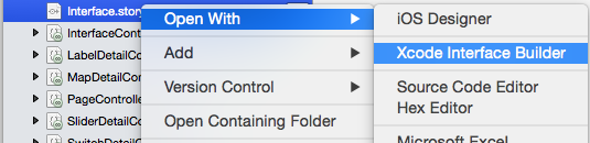 Öffnen des Interface.storyboards im Xcode-Schnittstellen-Generator