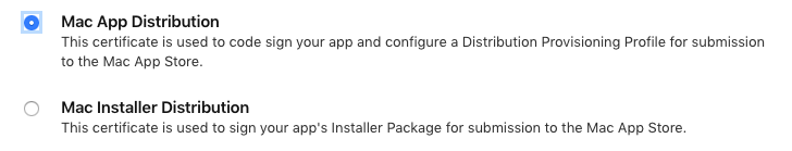 Mac App Distribution certificate
