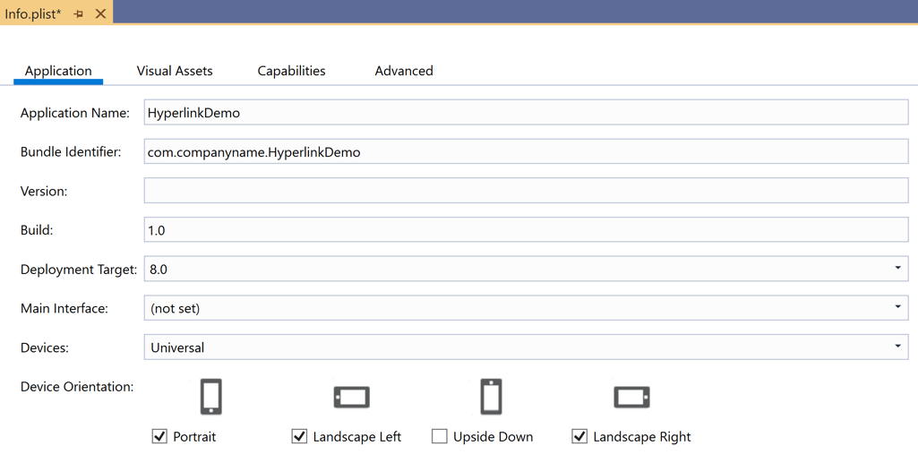 iPhone-Bereitstellungsinformationen in Visual Studio