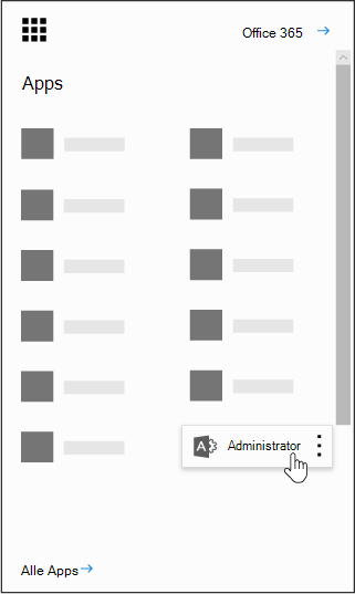 Das Office 365-App-Startfeld mit hervorgehobener Admin-App.