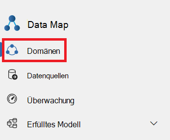 Screenshot: Microsoft Purview Data Map Lösungsmenü mit ausgewählter Option 