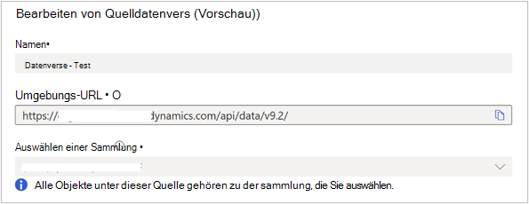 Screenshot, der die Details zeigt, die eingegeben werden müssen, um die Datenquelle zu registrieren.