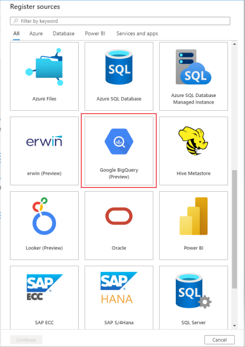 BigQuery-Quelle registrieren