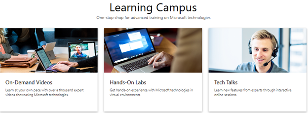 Ansicht der Landing Page des Learning Campus.