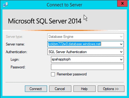 SQL-Dialogfeld zum Anmelden am Server