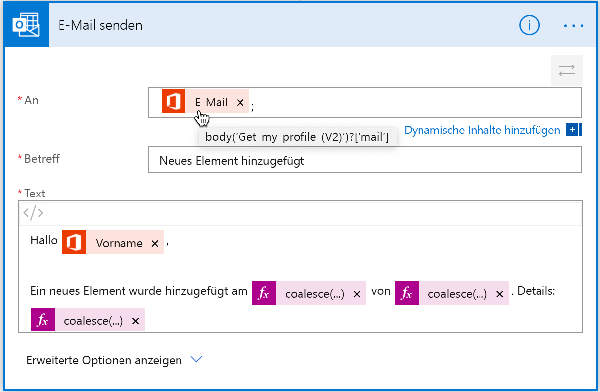 Flow-Designer – mit der Maus daraufzeigen, um dynamische Inhalte anzuzeigen