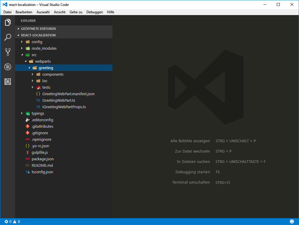 SharePoint-Framework-Projekte in Visual Studio Code