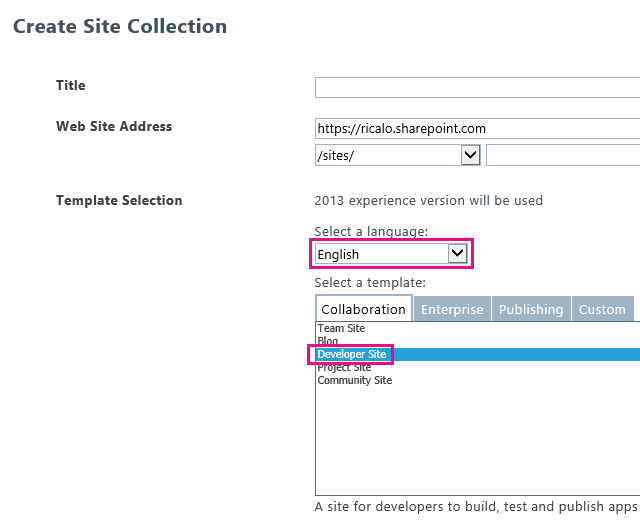 Seite „Websitesammlung erstellen“