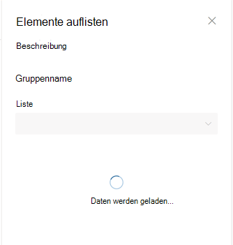 Die im Webpart-Eigenschaftenbereich mithilfe eines Dropdownsteuerelements gerenderte listName-Eigenschaft