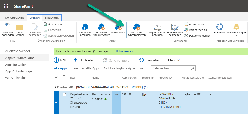 Mit Teams synchronisieren