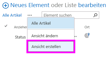 Menü zum Bearbeiten von Steuerelementfeldern für SharePoint-Liste