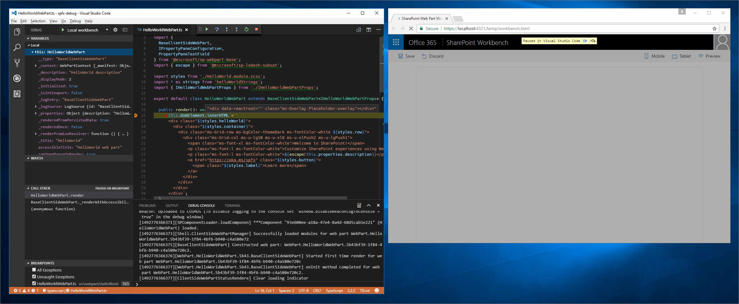 Greifen des Haltepunkts in Visual Studio Code