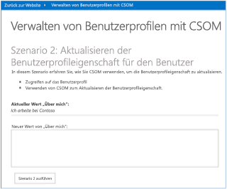 Screenshot der Startseite für Szenario 2