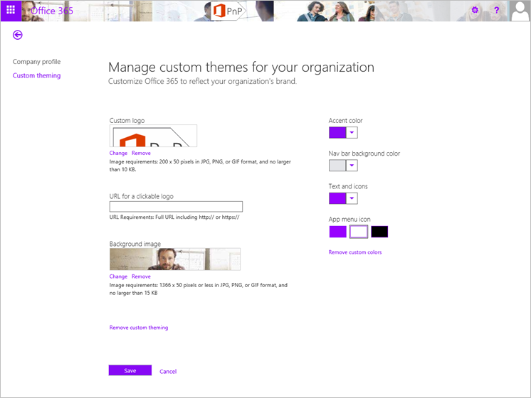 Zeigt die Office 365 Website an, auf der die Registerkarte 