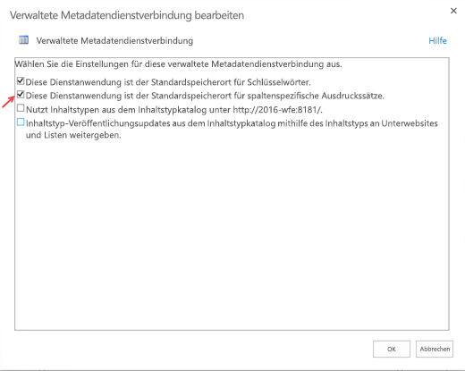 Standardbegriffsspeicher für Websitesammlungen