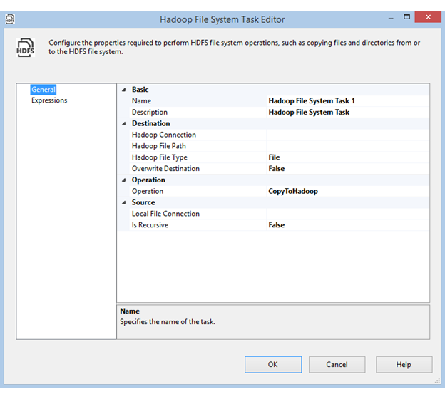 Editor für den Task „Hadoop Dateisystem“