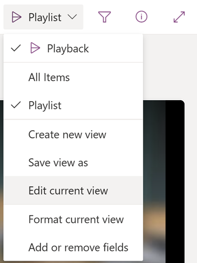 Bearbeiten Sie die aktuelle Ansicht in der Dropdownliste ansicht.