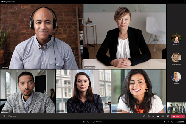 Dieser Screenshot zeigt die Teams-Räume auf der Surface Hub-Besprechungsoberfläche.