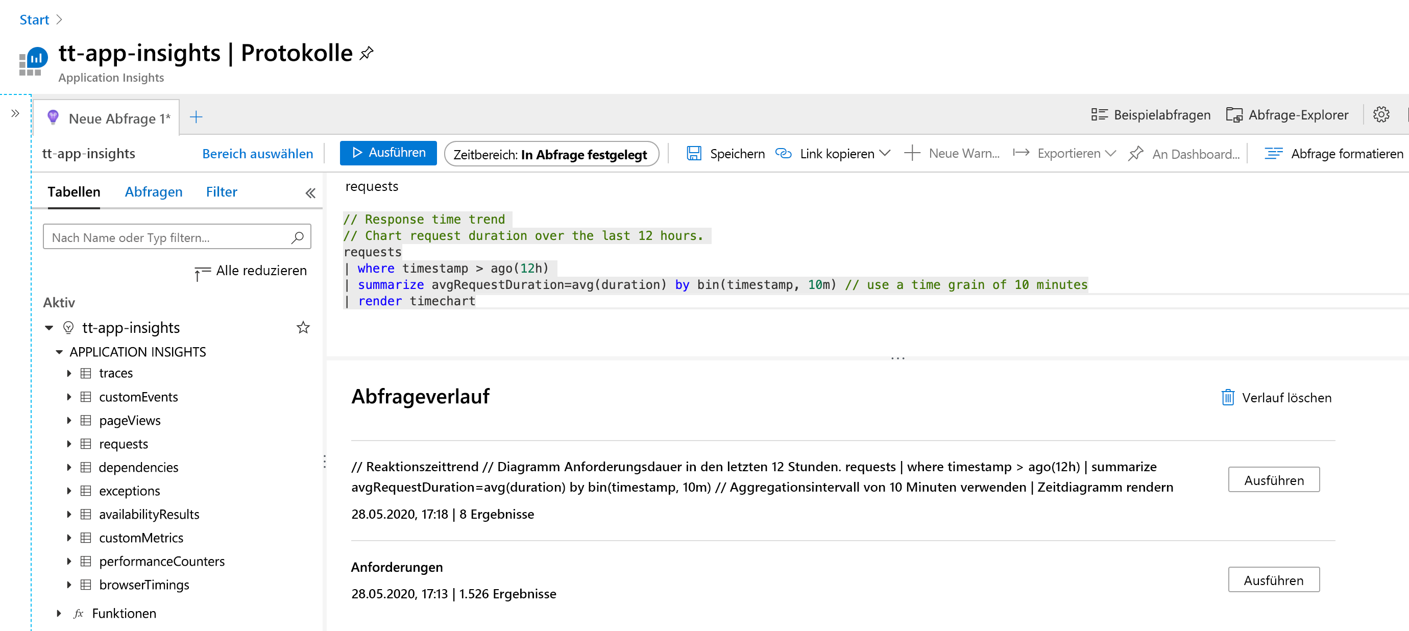 Screenshot of the Log Analytics workspace in the Azure portal.