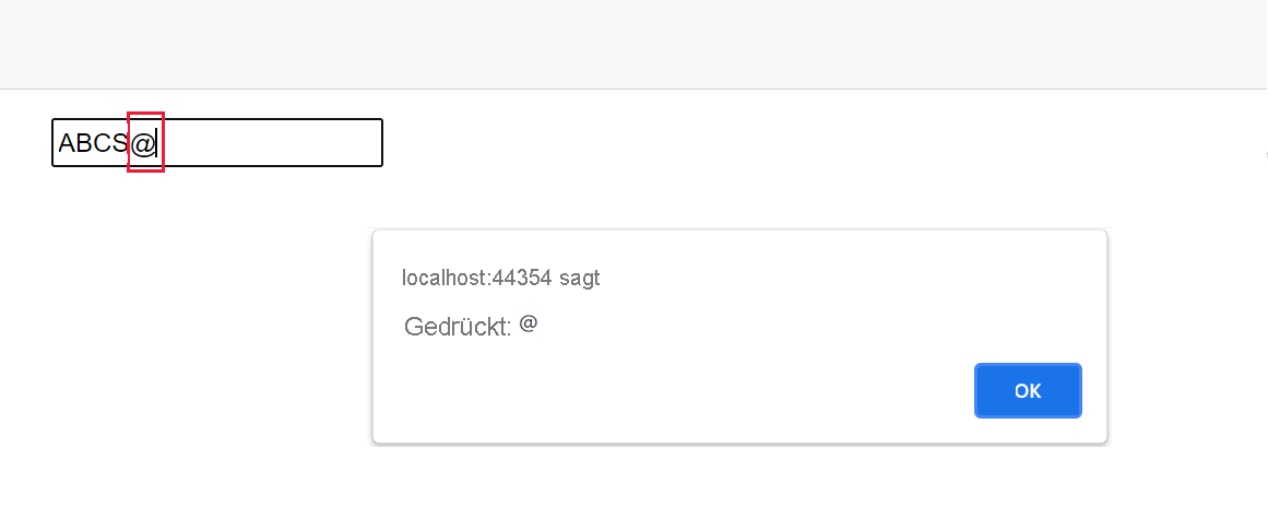 Screenshot der Benutzereingabe mit dem @-Zeichen.