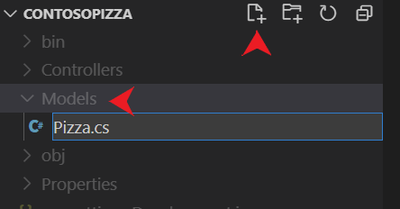 Screenshot: Hinzufügen einer neuen Datei zum Ordner „Models“ in Visual Studio Code.