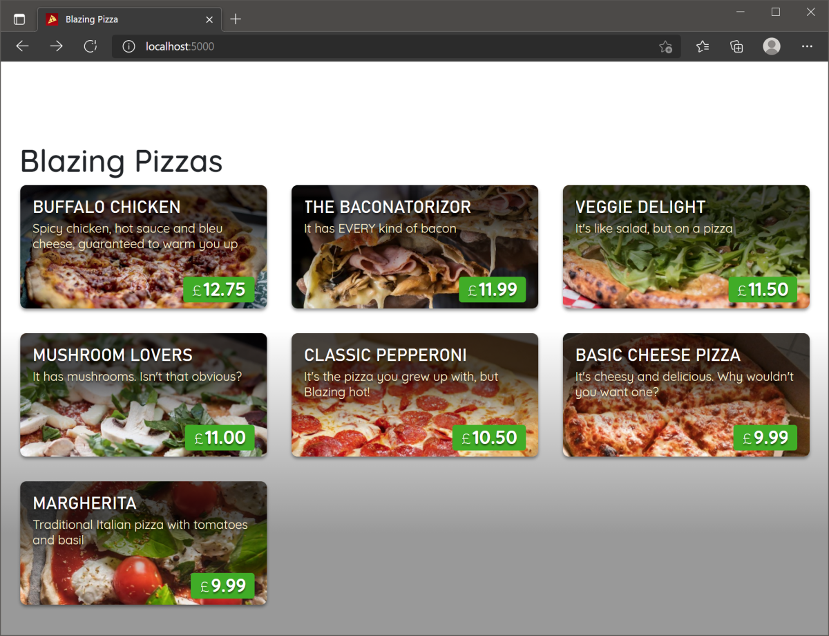 Screenshot showing even more blazing pizzas.