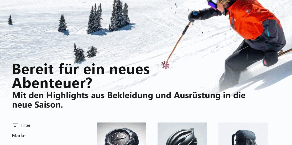 Screenshot der eShop-Startseite