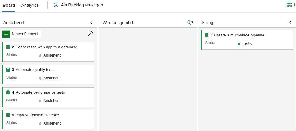 A screenshot of Azure Boards, showing the card in the Done column.