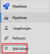 Screenshot of Azure Pipelines showing the Library menu option.