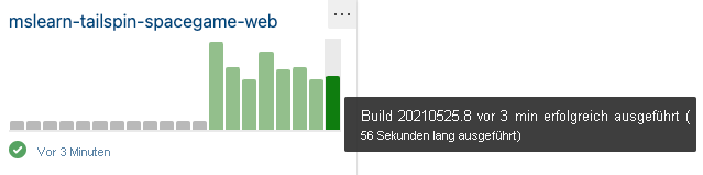 Screenshot von Azure Pipelines, der das Widget zum Buildverlauf zeigt.