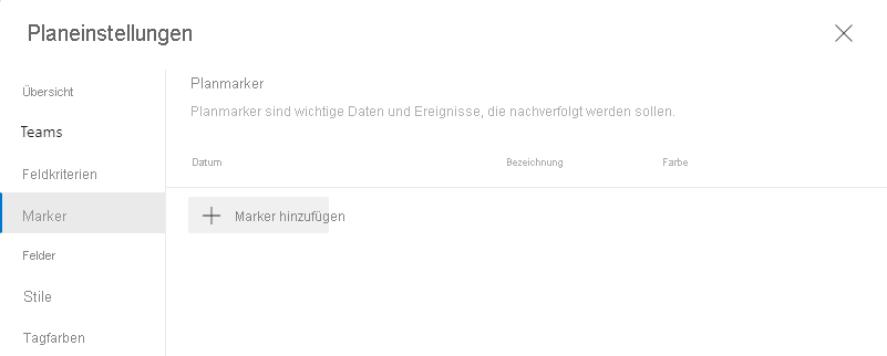 Screenshot: Auswählen der Registerkarte „Marker“ in den Lieferplaneinstellungen