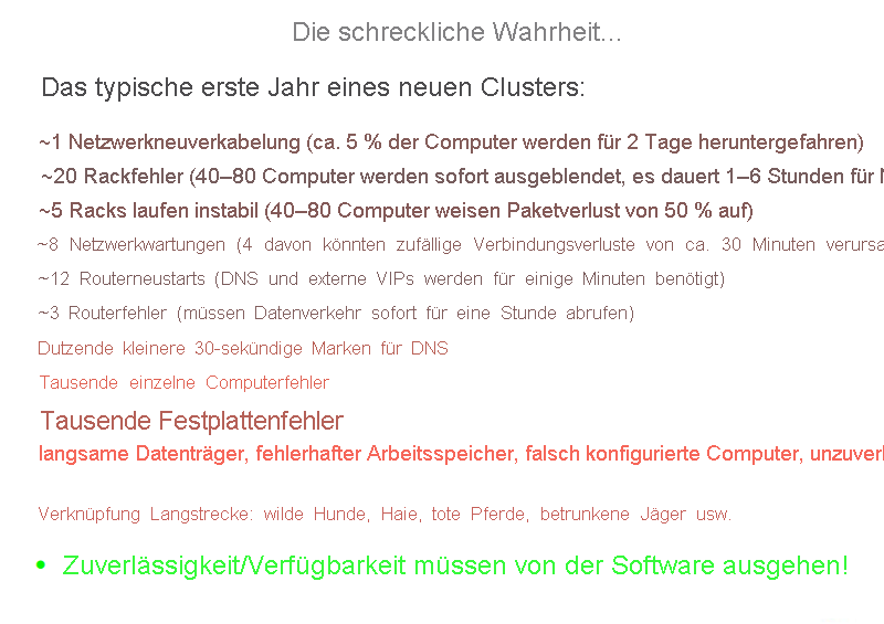 Probleme bei der Zuverlässigkeit (Ausschnitt aus einer Mitarbeiterschulung).