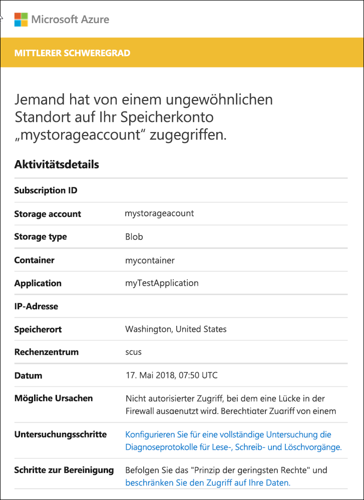 Screenshot, der Sicherheitsanomalien in Microsoft Defender für Sicherheit darstellt.