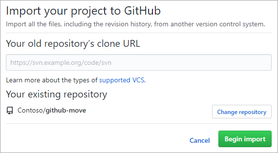 Screenshot des GitHub-Migrationstools