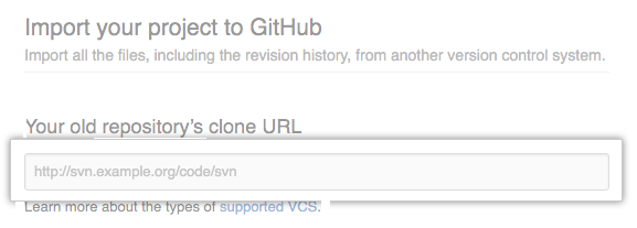 Screenshot: Textfeld der URL des alten Repositorys