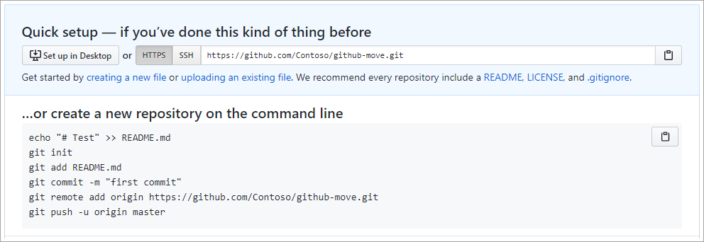 Screenshot des Importierens von Code in ein GitHub-Repository.