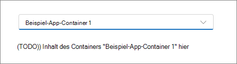 Screenshot der React-App nach dem Auswählen eines Containers.