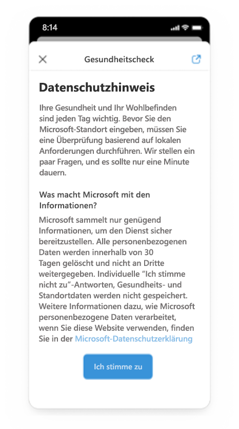 Erweiterung für adaptive Karten mit Schnellansicht mit zusätzlichen Informationen in Viva Connections Mobile.