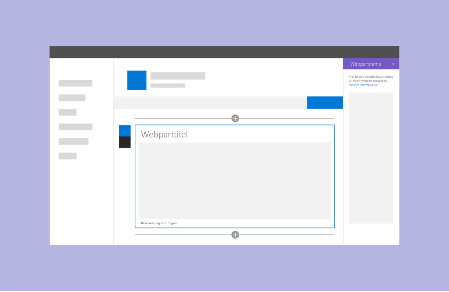 Konzeptioneller Screenshot, der ein Webpart auf einer SharePoint-Seite zeigt.