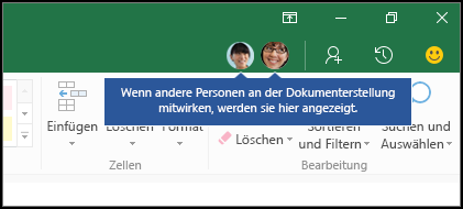 Bei der gemeinsamen Dokumenterstellung können alle Benutzer sehen, wer Ihr Mitautor ist