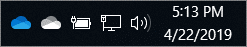 Wolkensymbol von OneDrive im Infobereich der Windows-Taskleiste.