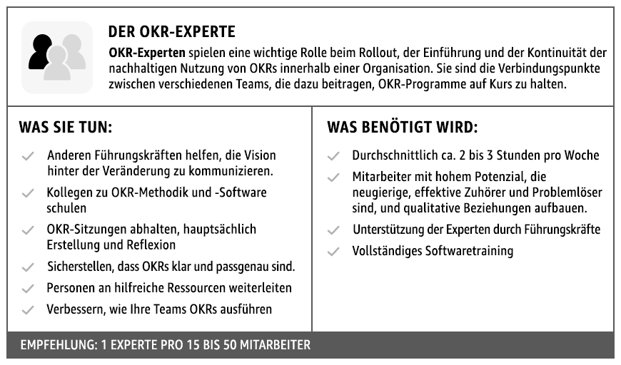 Diagramm, das veranschaulicht, was ein OKR-Experte macht.