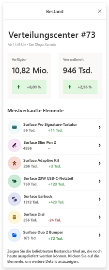 Screenshot der Bestandskarte des Kunden.