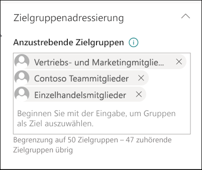 Screenshot des Zielgruppenadressierungsfelds.