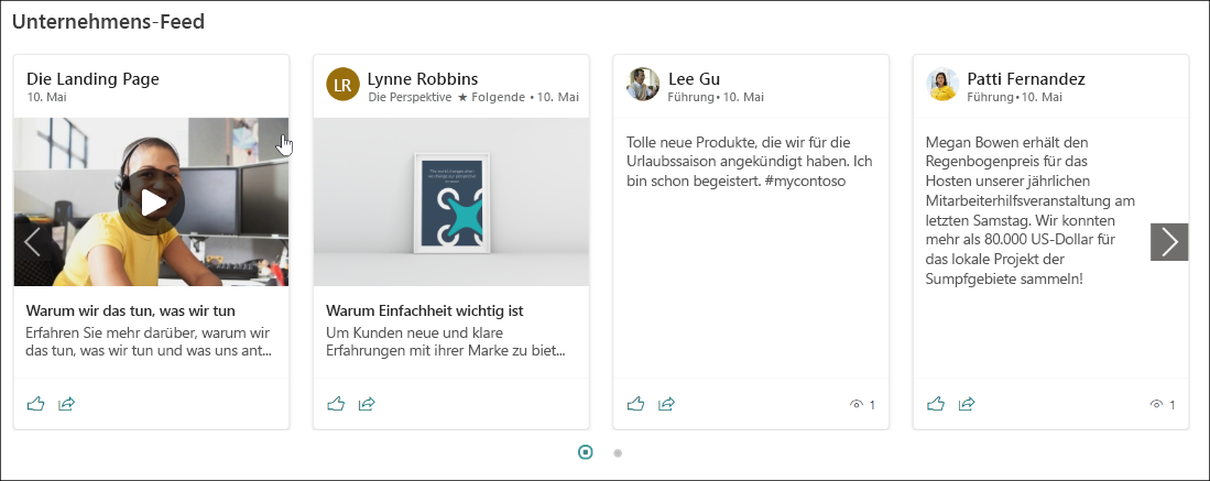 Screenshot eines Beispiels für einen Unternehmensfeed.