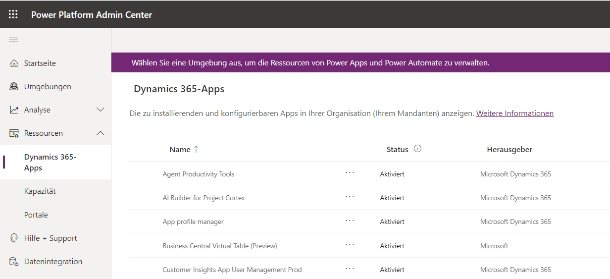 Screenshot der Ansicht „Neuer Mandant“ im Microsoft Power Platform Admin Center.