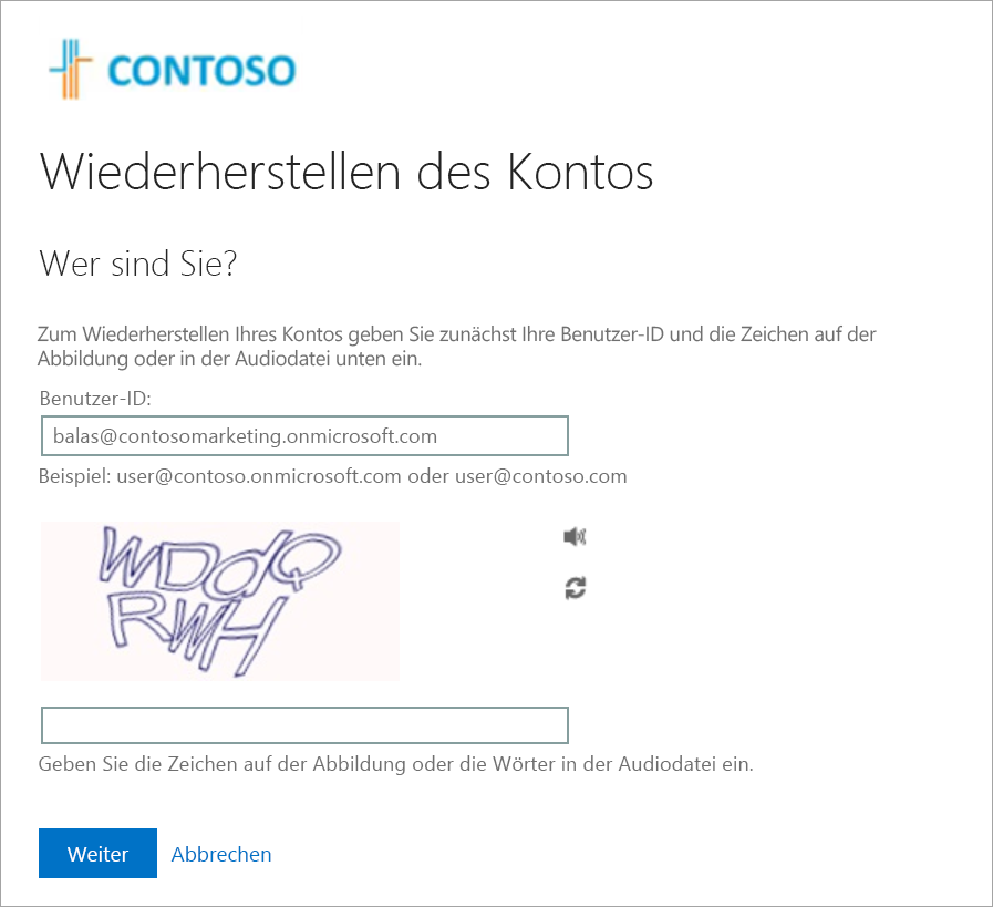 Screenshot: Organisationslogo auf der Seite zum Zurücksetzen des Kennworts